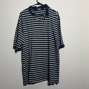 Columbia Navy Blue and White Striped Short Sleeve Polo Size 2XT